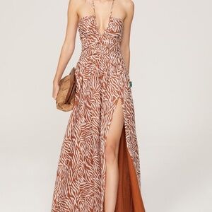 Tanya Taylor Brown and White Maxi Dress